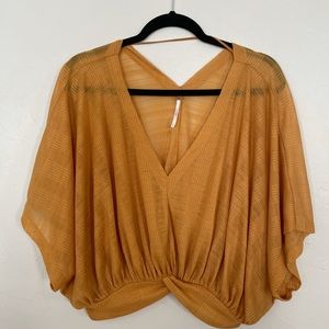 Free People Crop V Neck Twist Top